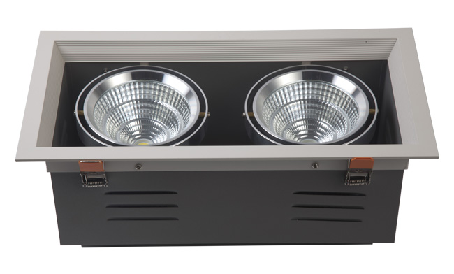 LED豆膽燈 40W 開孔350x165mm LED COB雙頭格柵射燈 LED豆膽燈 40W 開孔350x165mm LED COB雙頭格柵射燈
